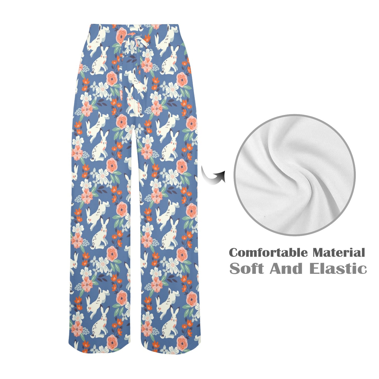 Bunny Pattern Print Design 07 Women's Wide Leg Lounge Pants
