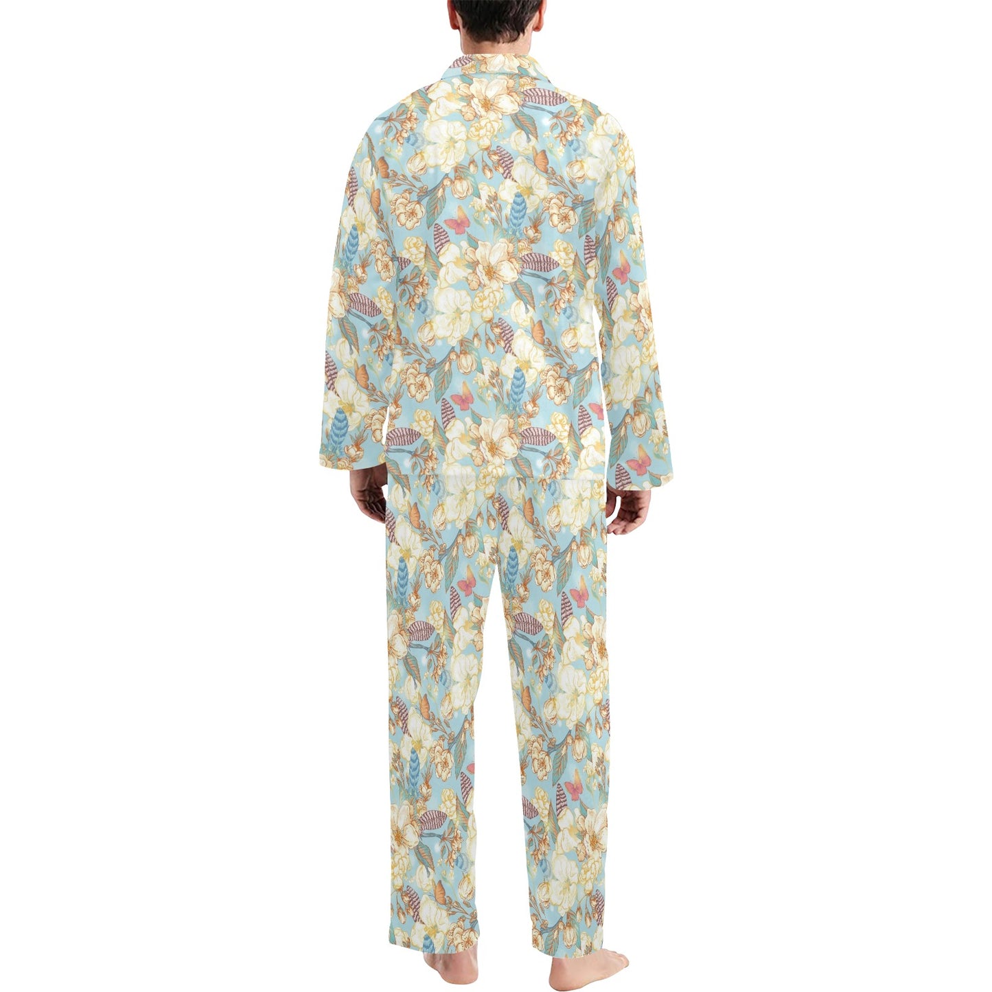 Summer Floral Print Design LKS302 Men's Long Pajama Set