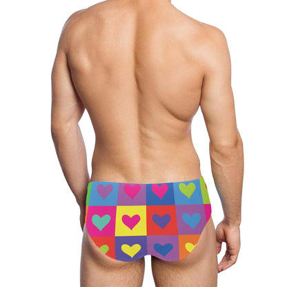 Pop Art Heart Pattern Print Design A01 Men's Swimming Briefs