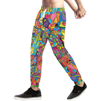 Psychedelic Trippy Flower Print Men's Sweatpants