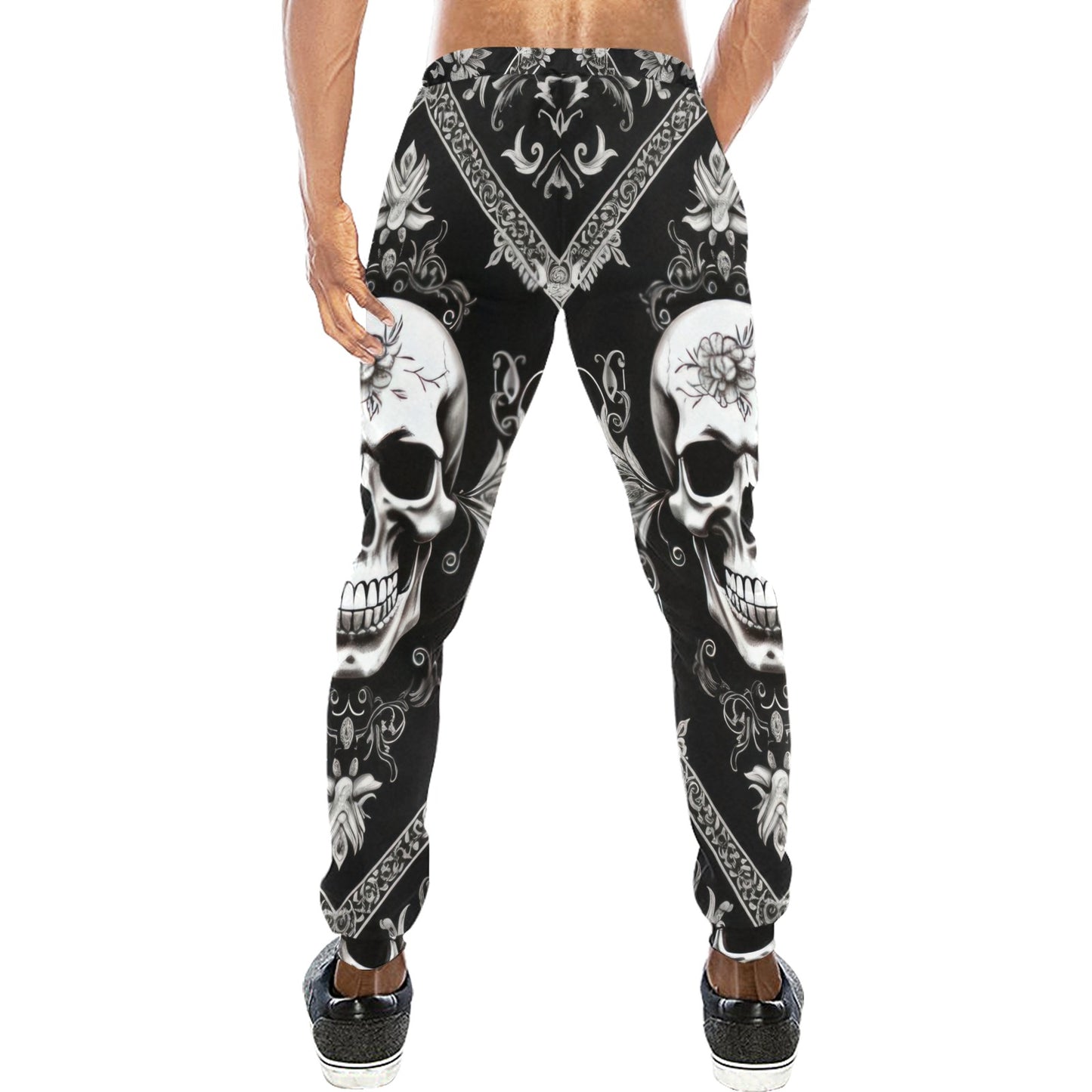 Bandana Black Style with Skull Men's Sweatpants