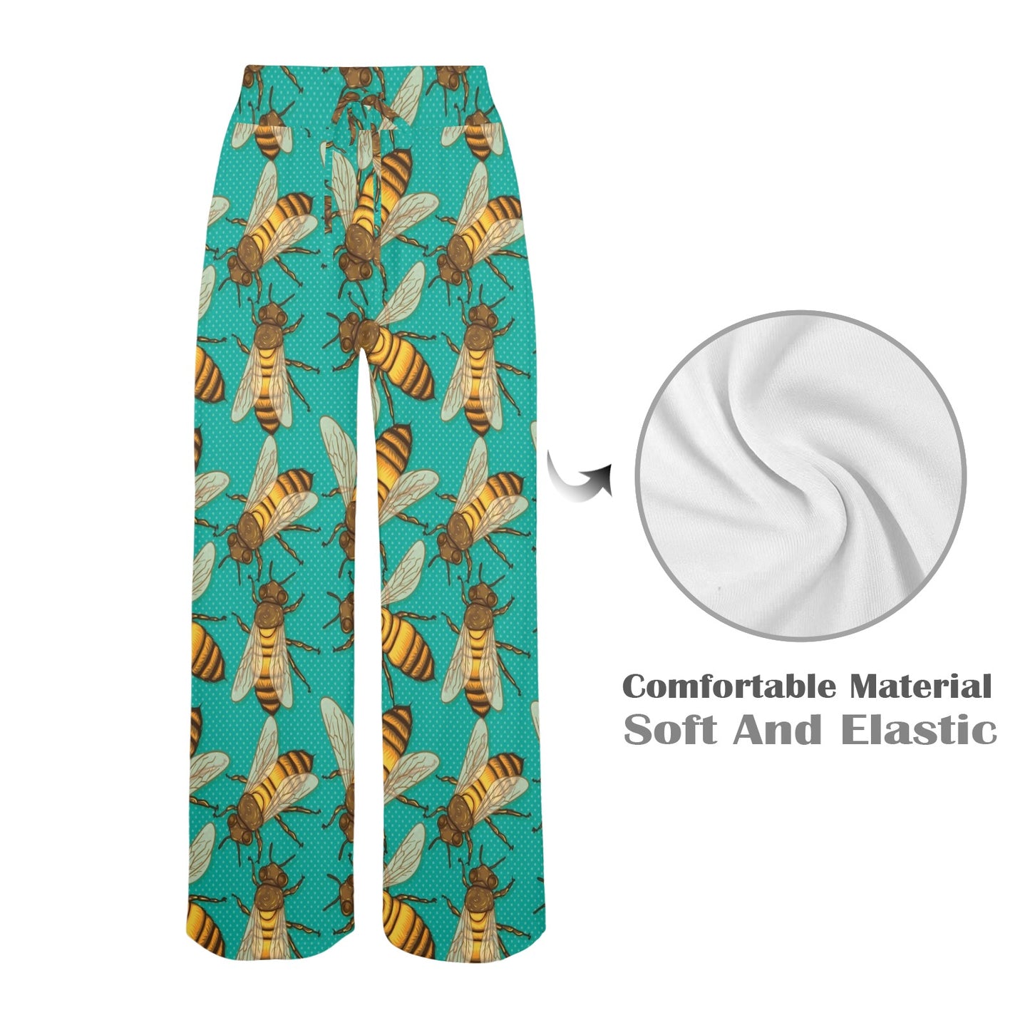 Bee Pattern Print Design BEE04 Women's Wide Leg Lounge Pants