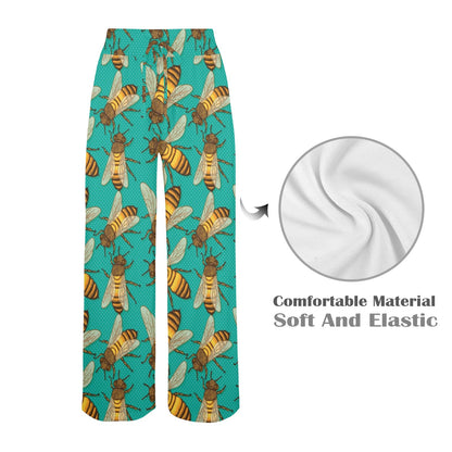Bee Pattern Print Design BEE04 Women's Wide Leg Lounge Pants