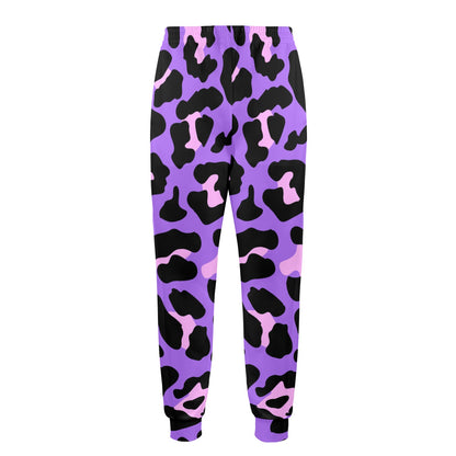 Cheetah Purple Neon Print Pattern Men's Casual Track Pants