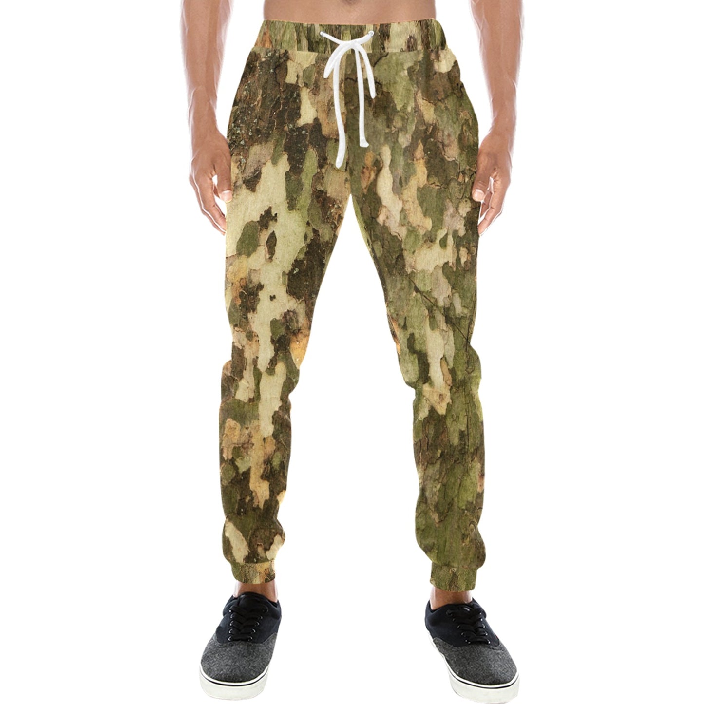 Camo Realistic Tree Texture Print Men's Sweatpants