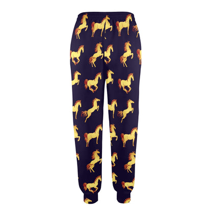 Gold Horse Pattern Women's Casual Track Pants