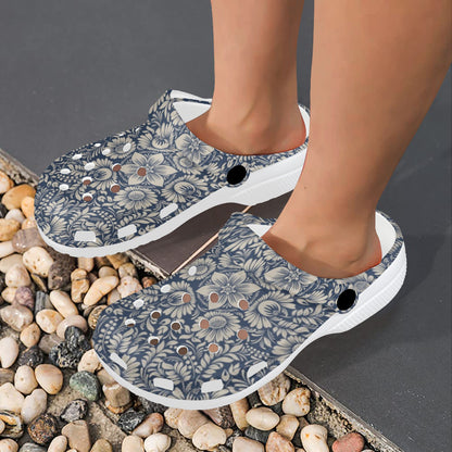 Elegant Floral Print Pattern Unisex Clogs Shoes