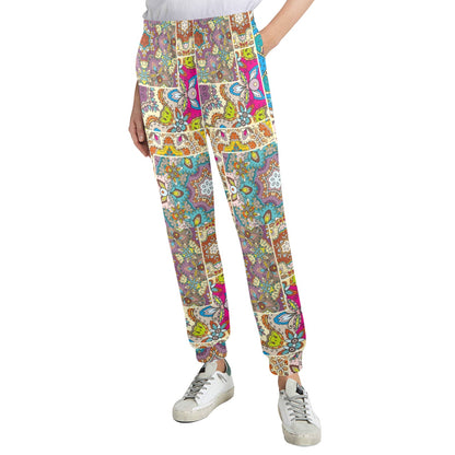 Patchwork Print Design LKS402 Women's Casual Track Pants
