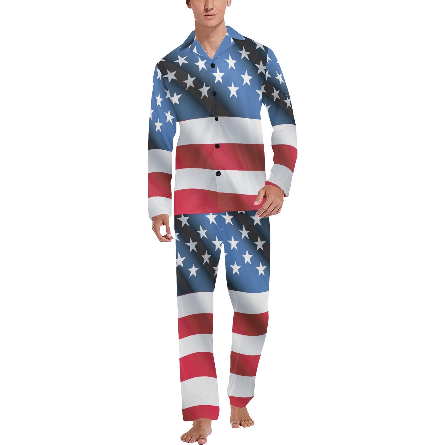 American flag Classic Men's Long Pajama Set
