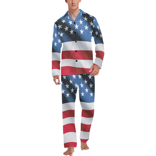 American flag Classic Men's Long Pajama Set