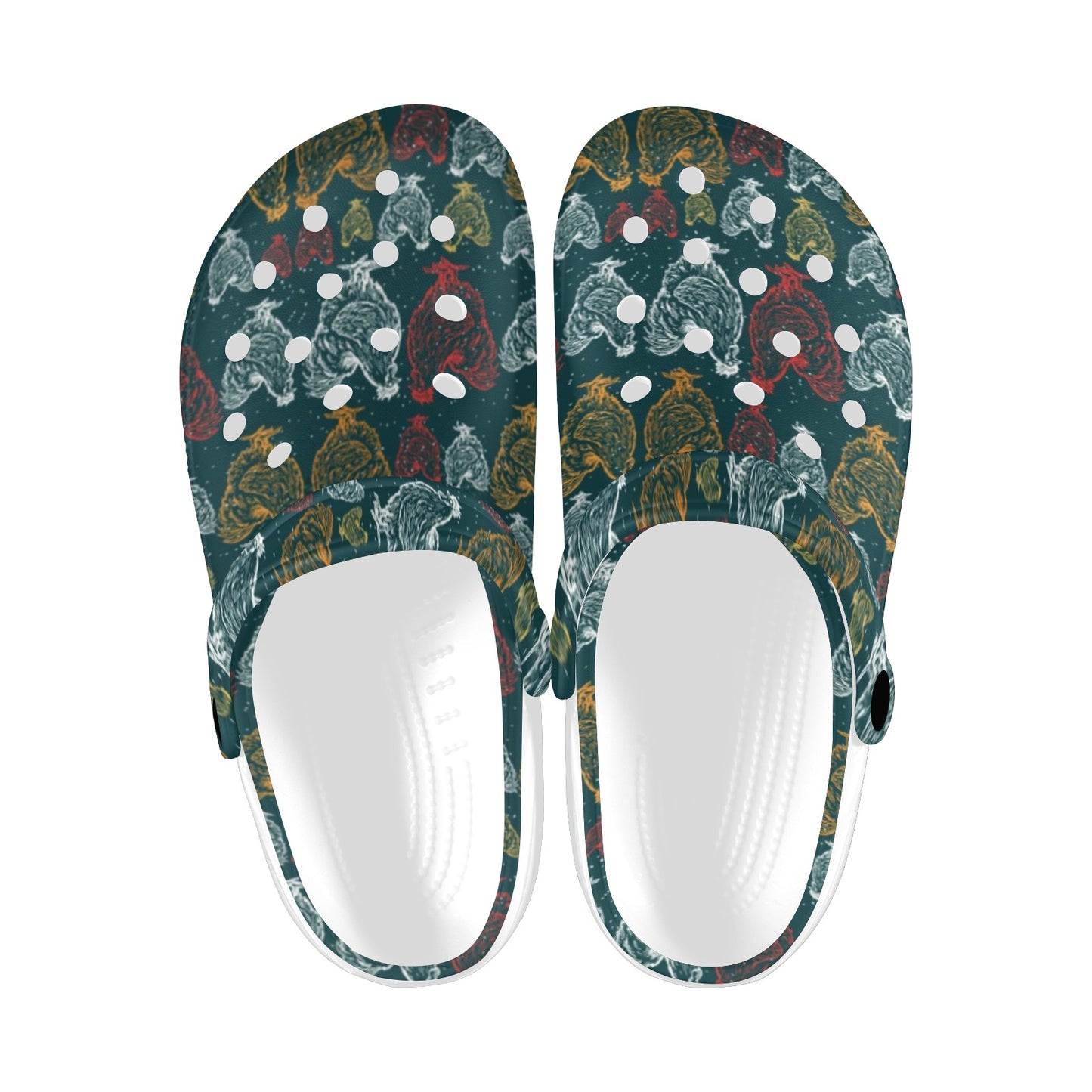 Rooster Hand Draw Design Unisex Clogs Shoes