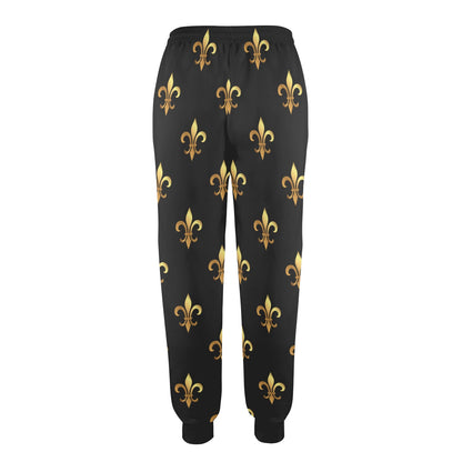Fleur De Lis Gold Pattern Print Design 03 Women's Casual Track Pants