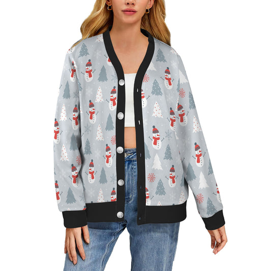 Snowman Print Design LKS302 Women's Cardigan