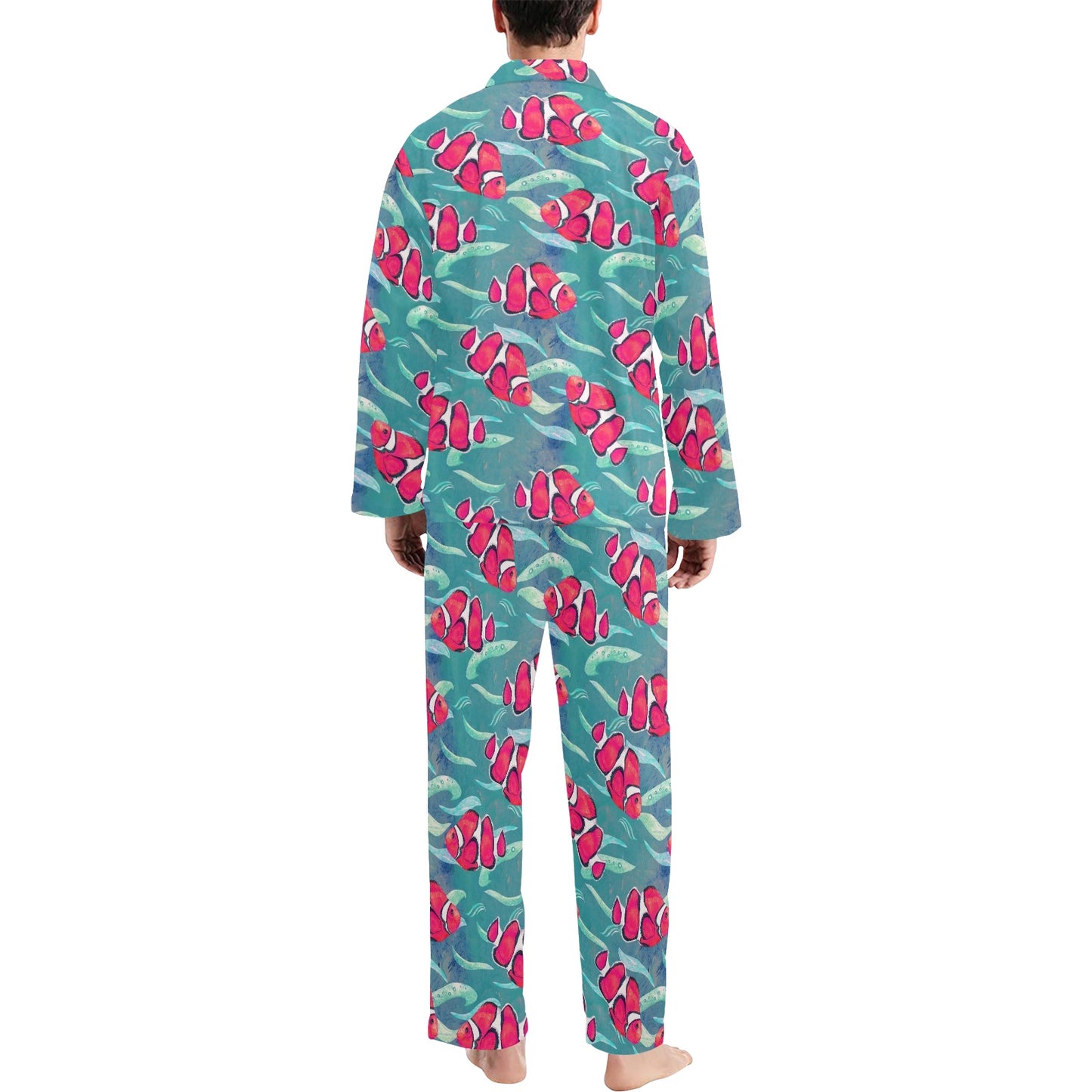 Clownfish Pattern Print Design 02 Men's Long Pajama Set