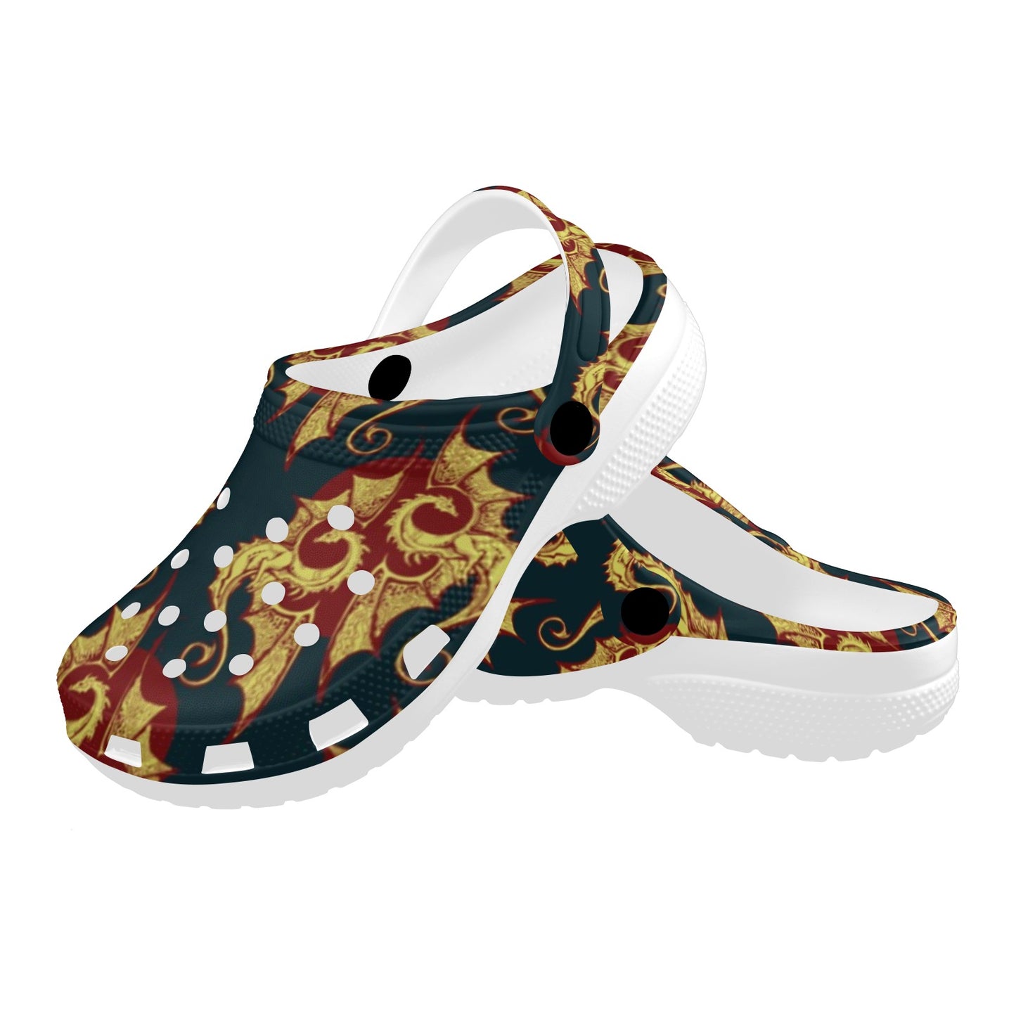Dragons Gold Design Pattern Unisex Clogs Shoes