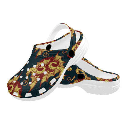 Dragons Gold Design Pattern Unisex Clogs Shoes