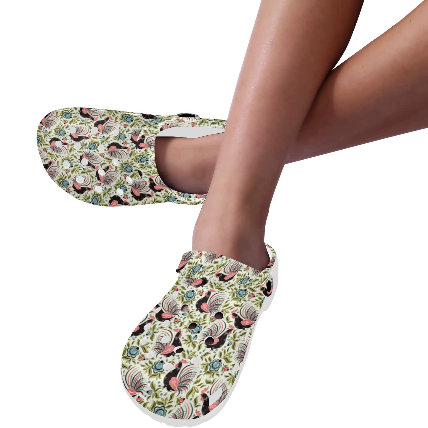 Rooster Print Design Unisex Clogs Shoes