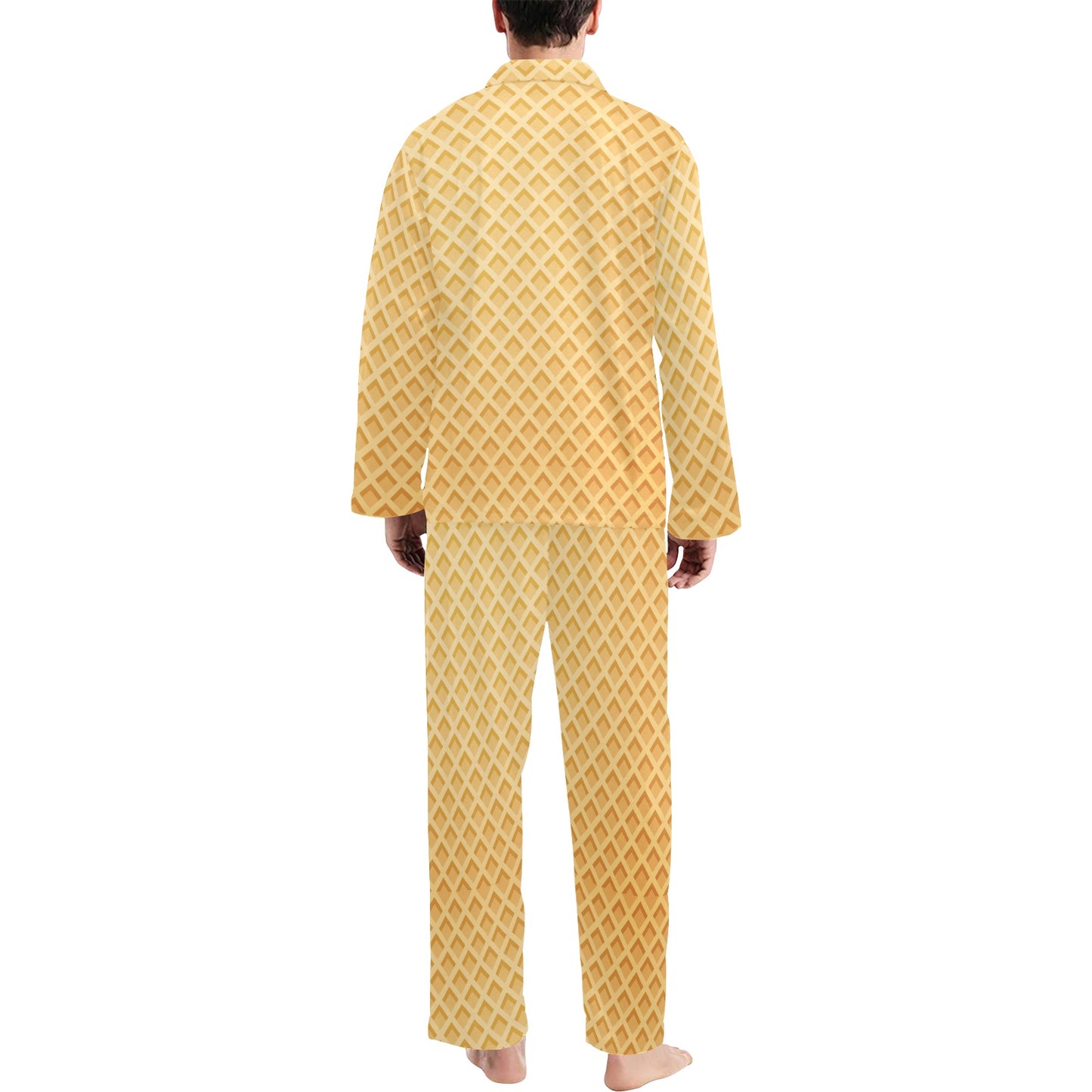 Waffle Texture Print Design LKS302 Men's Long Pajama Set