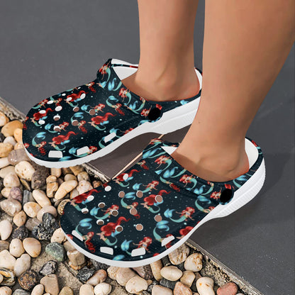 Mermaid Girl Themed Design Print Unisex Clogs Shoes