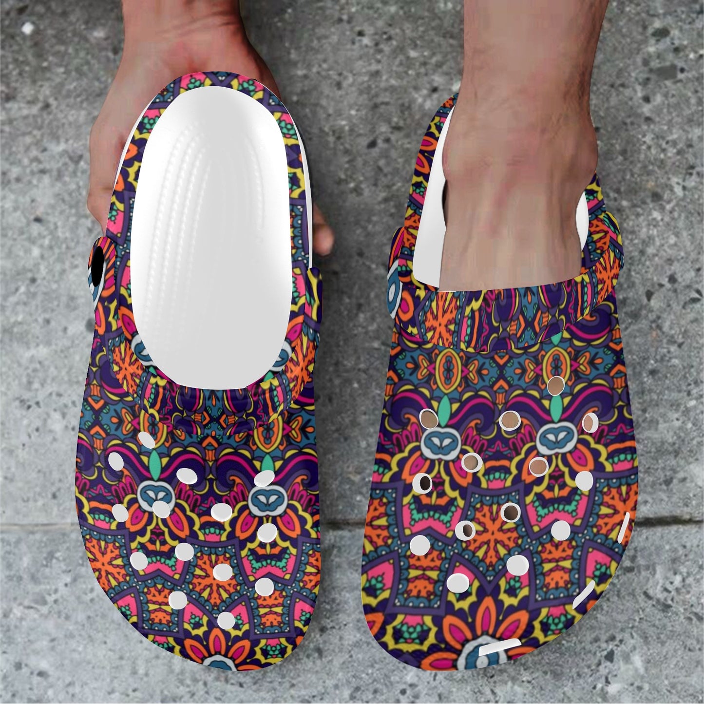 Ethnic Flower Style Print Pattern Unisex Clogs Shoes