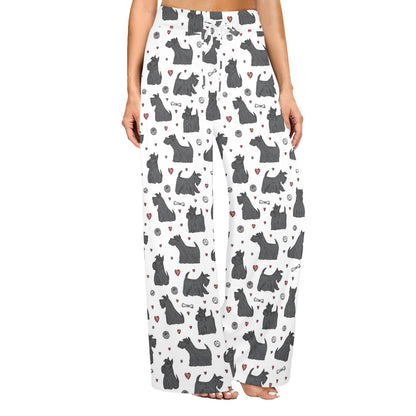 Scottish Terriers Print Design LKS3015 Women's Wide Leg Lounge Pants
