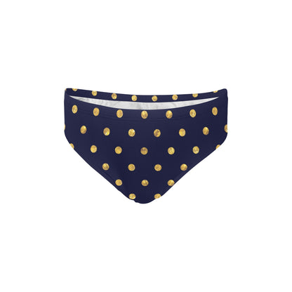 Polka Dot Gold Blue Pattern Print Design 02 Men's Swimming Briefs