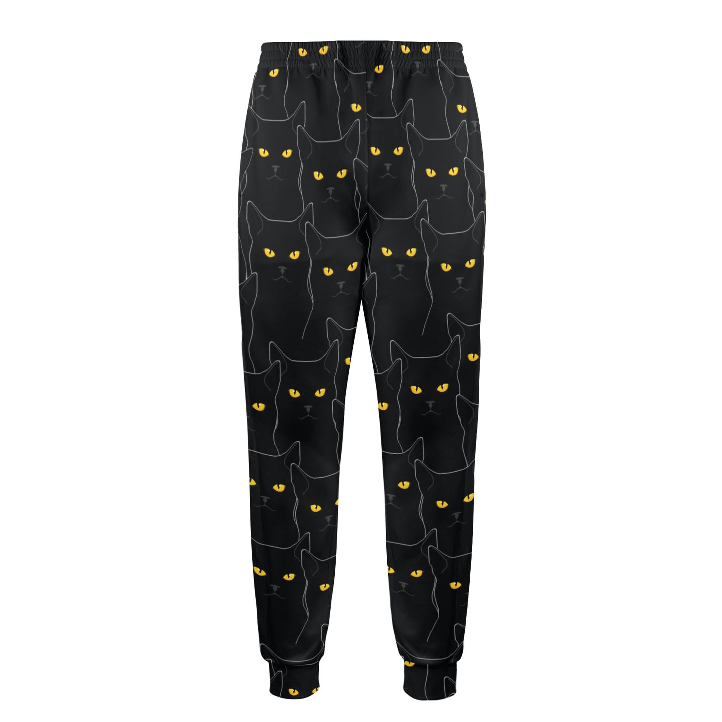 Black Cat Yellow Eyes Print Pattern Men's Casual Track Pants