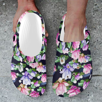 Lotus Flower Print Design Unisex Clogs Shoes