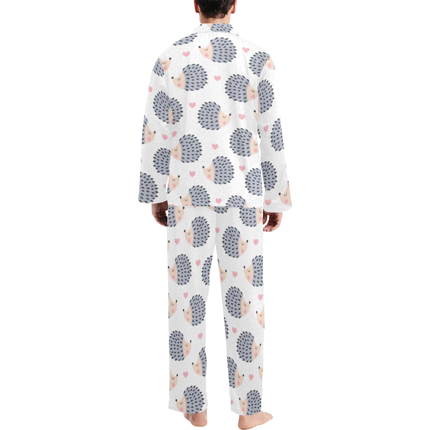 Hedgehog Baby Pattern Print Design 03 Men's Long Pajama Set