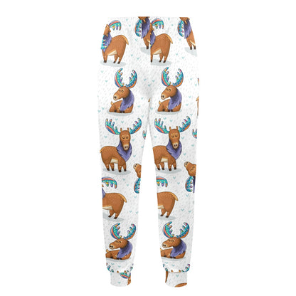 Moose Cute Pattern Print Design 01 Men's Casual Track Pants