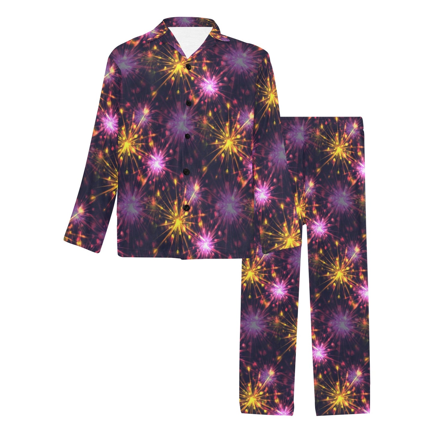 Firework Print Design LKS303 Men's Long Pajama Set