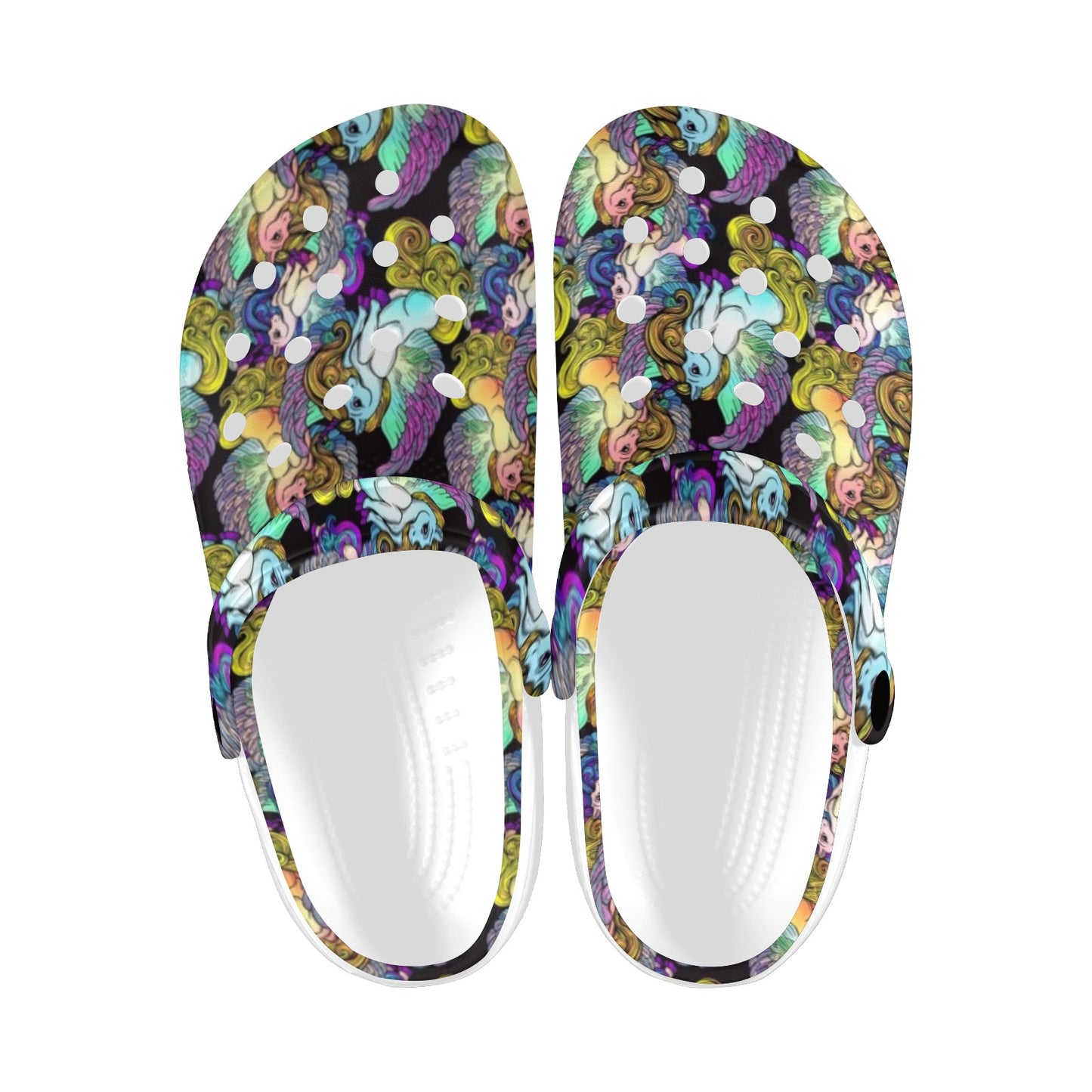 Unicorn With Wings Print Pattern Unisex Clogs Shoes