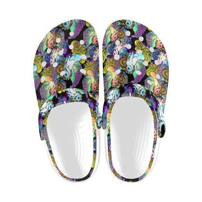 Unicorn With Wings Print Pattern Unisex Clogs Shoes