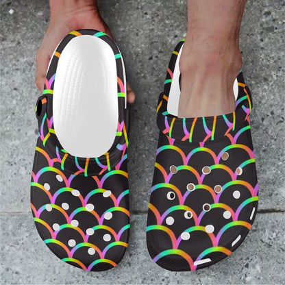 Mermaid Tail Rainbow Design Print Unisex Clogs Shoes