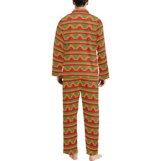 Rasta Reggae Color Print Men's Long Pajama Set