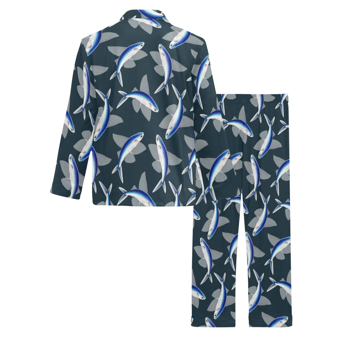 Flying Fish Pattern Print Design 04 Men's Long Pajama Set