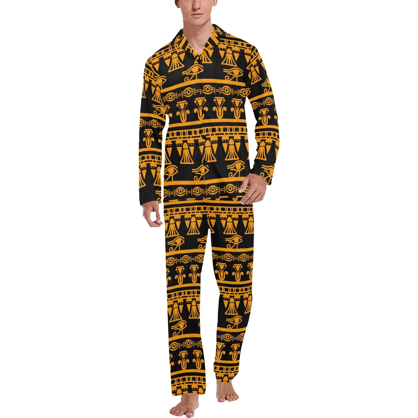 Eye of Horus Tribal Egypt Pattern Men's Long Pajama Set