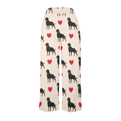 Rottweiler Pattern Print Design A02 Women's Wide Leg Lounge Pants