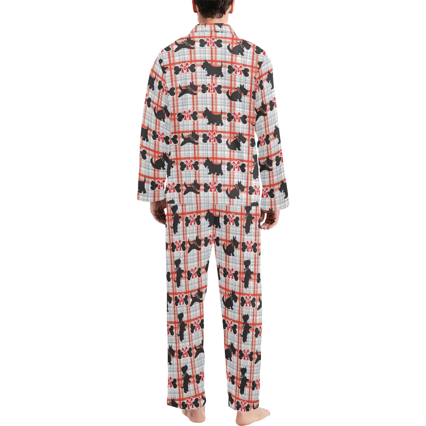 Scottish Terriers Print Design LKS3014 Men's Long Pajama Set