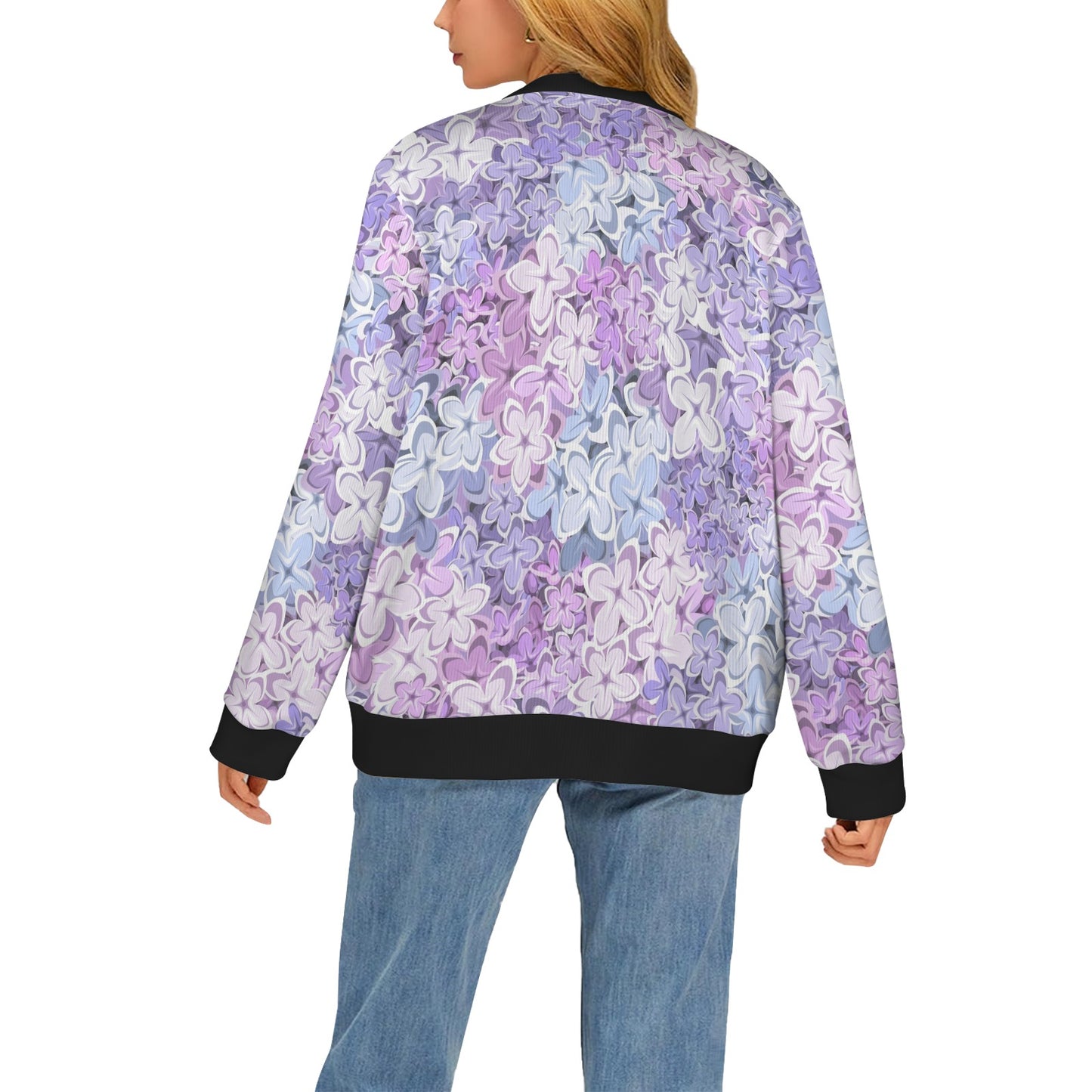 Lilac Pattern Print Design LI01 Women's Cardigan