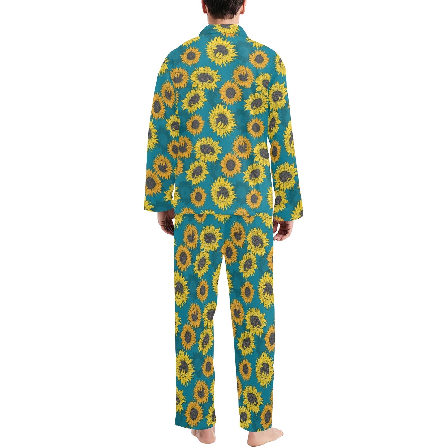 Sunflower Print Design LKS301 Men's Long Pajama Set