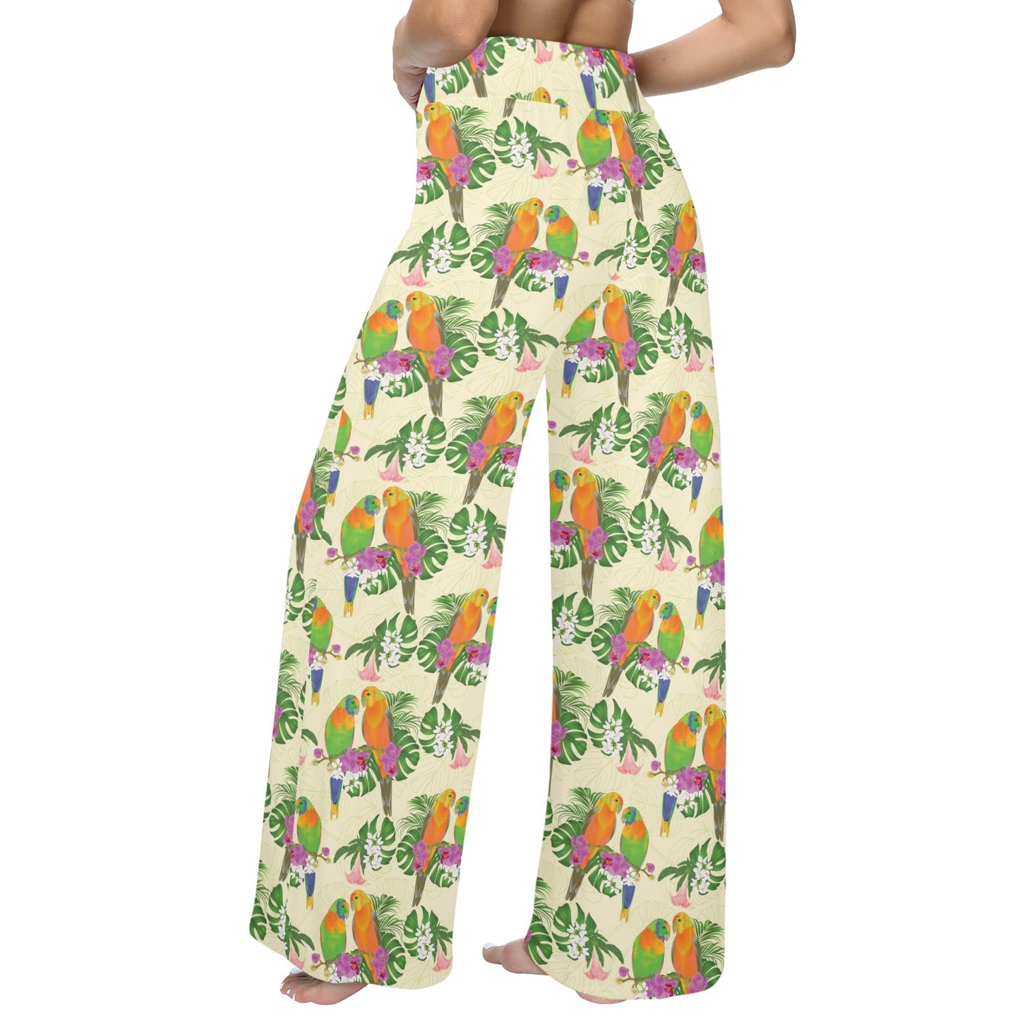 Conures Pattern Print Design 02 Women's Wide Leg Lounge Pants