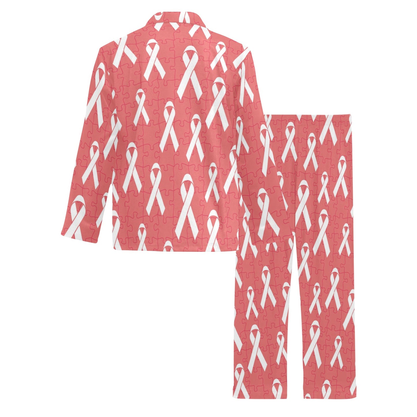 Autism Awareness Ribbon Design Print Men's Long Pajama Set