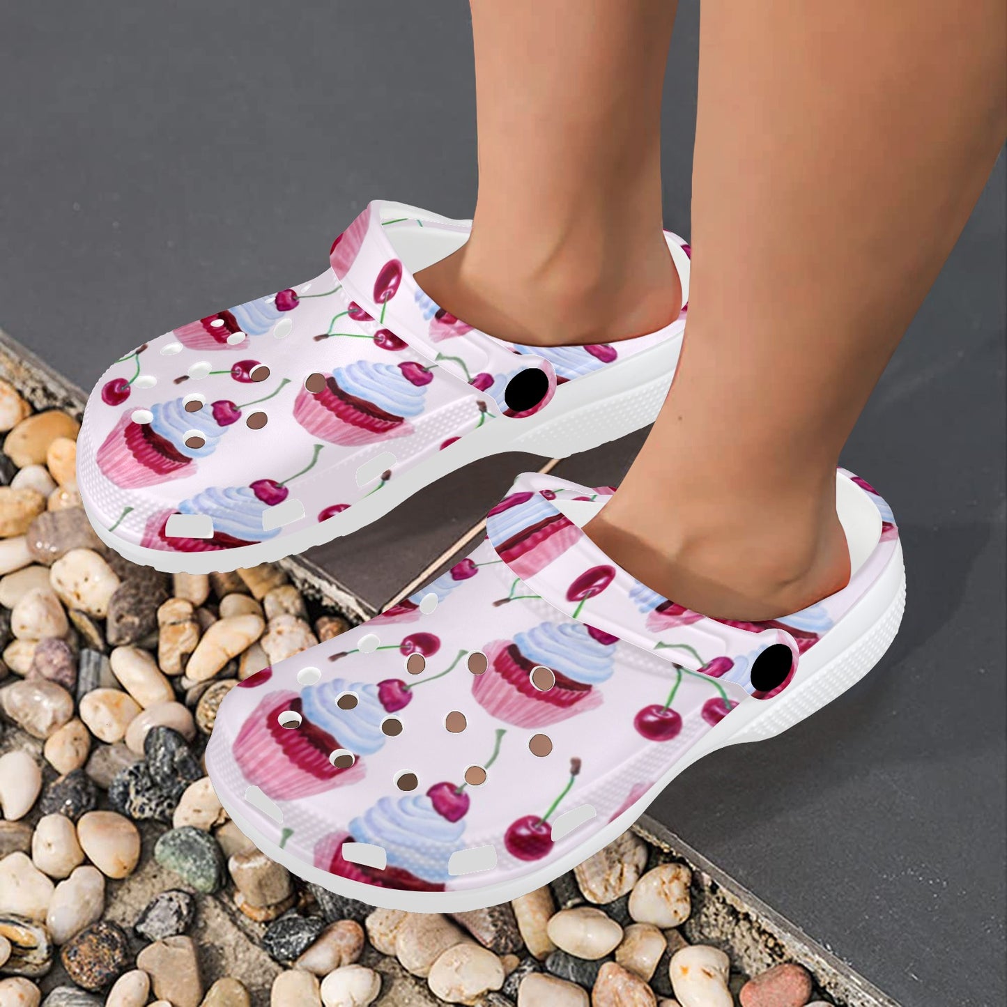 Cherry Cupcake Pink Pattern Unisex Clogs Shoes