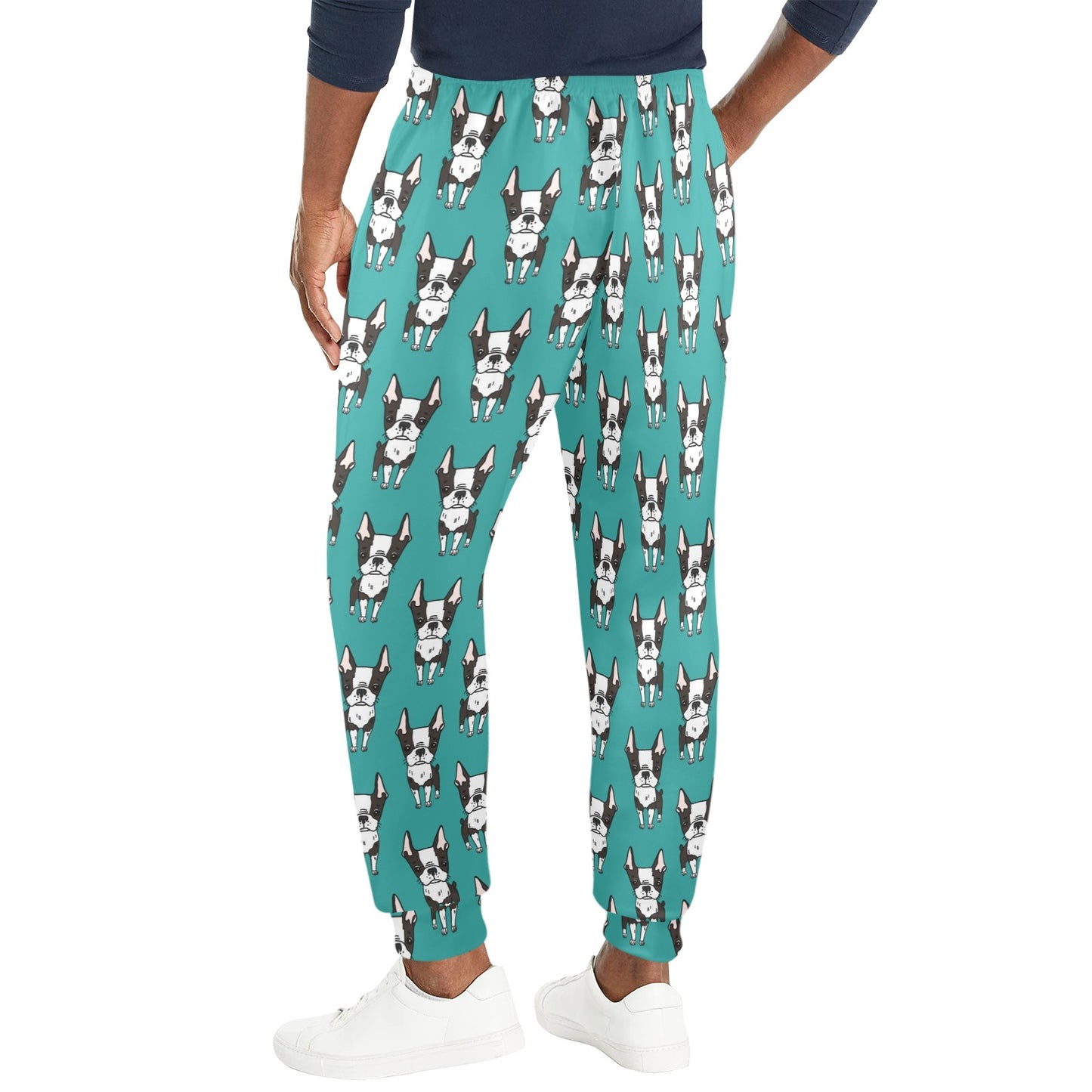 Boston Terrier Pattern Print Design 04 Men's Casual Track Pants