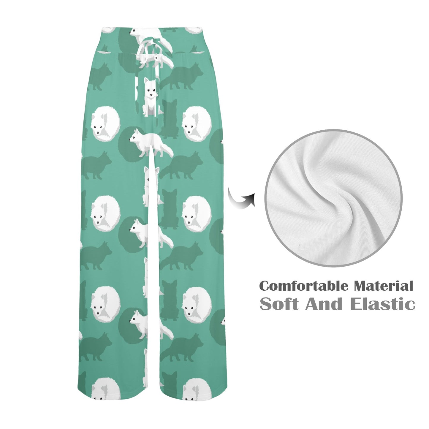 Arctic Fox Pattern Print Design Women's Wide Leg Lounge Pants