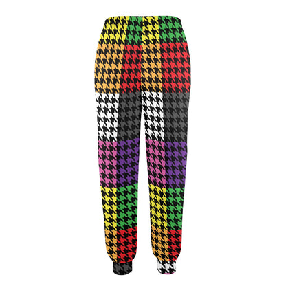 Houndstooth Colorful Pattern Print Design 01 Women's Casual Track Pants