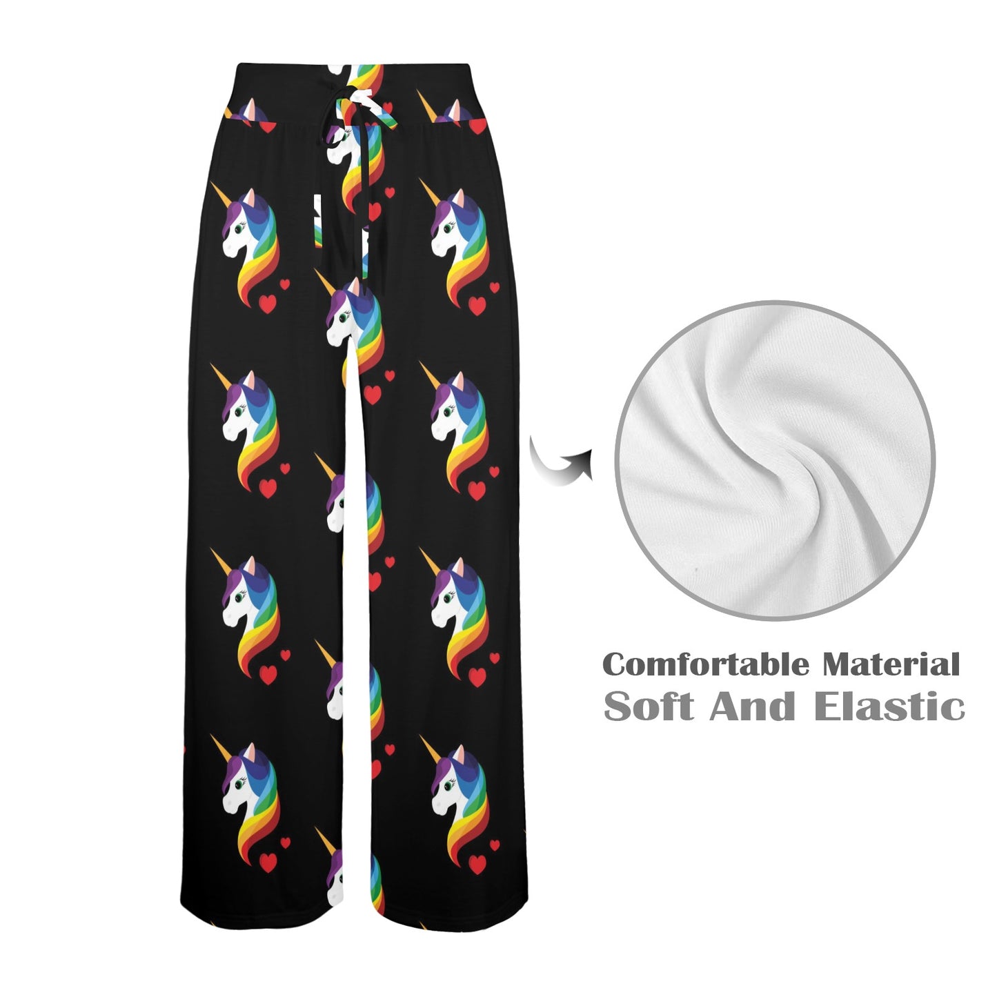 Rainbow Unicorn Pattern Print Design A03 Women's Wide Leg Lounge Pants