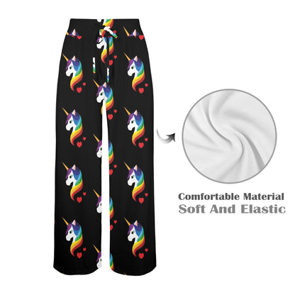 Rainbow Unicorn Pattern Print Design A03 Women's Wide Leg Lounge Pants