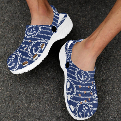 Anchor Stripe Pattern Unisex Clogs Shoes